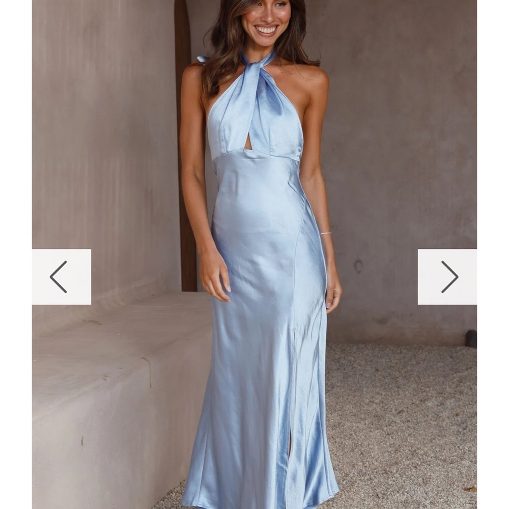 Elegant Backless Sky Blue Dress